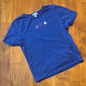 Topshop Navy 100% Cotton Baby Tee with Peace and Heart Motif